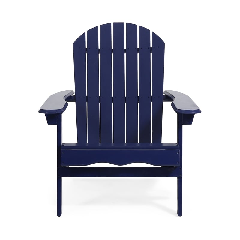 Benjara Libo Outdoor Adirondack Chair- Blue Acacia Wood Frame- Slat Panels