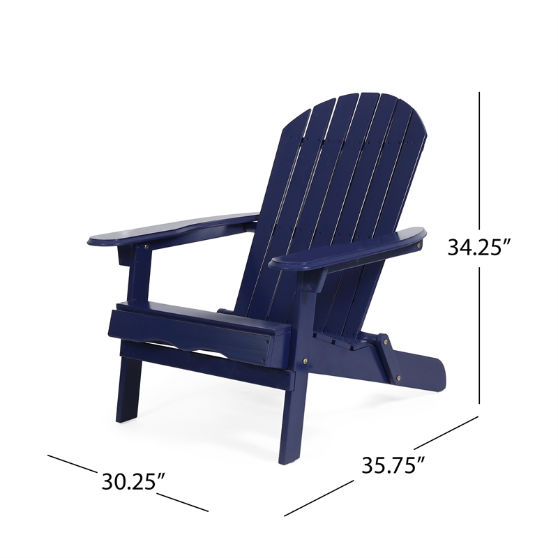 Benjara Libo Outdoor Adirondack Chair- Blue Acacia Wood Frame- Slat Panels