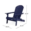 Benjara Libo Outdoor Adirondack Chair- Blue Acacia Wood Frame- Slat Panels