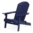 Benjara Libo Outdoor Adirondack Chair- Blue Acacia Wood Frame- Slat Panels