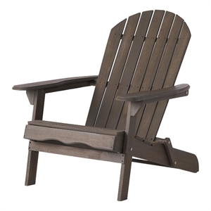 Benjara Libo Outdoor Adirondack Chair- Taupe Gray Acacia Wood- Slat Panels