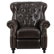Benjara Kir Manual Recliner Chair- Rich Tufted Back Dark Brown Faux Leather