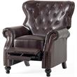 Benjara Kir Manual Recliner Chair- Rich Tufted Back Dark Brown Faux Leather