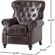 Benjara Kir Manual Recliner Chair- Rich Tufted Back Dark Brown Faux Leather