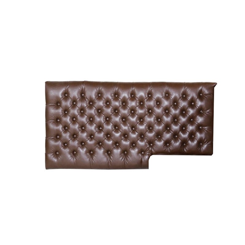 Benjara Ami Chaise Lounger- Tufted Dark Brown Faux Leather- Wood- 70 Inch