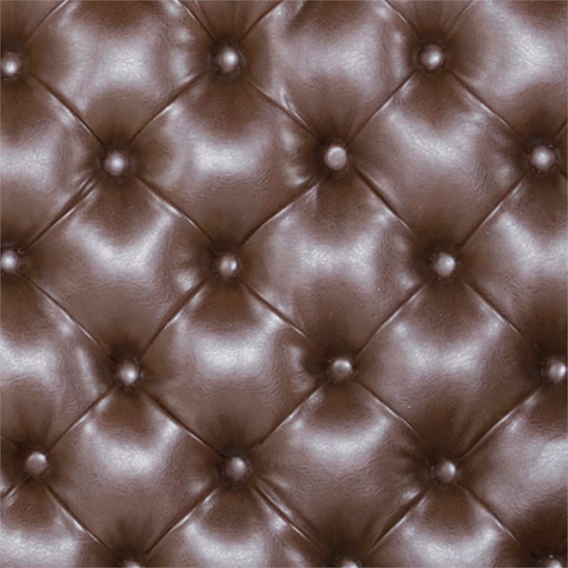 Benjara Ami Chaise Lounger- Tufted Dark Brown Faux Leather- Wood- 70 Inch