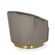 Benjara Accent Armchair- Channel Tufted Gray Velvet- Gold Metal Base