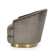 Benjara Accent Armchair- Channel Tufted Gray Velvet- Gold Metal Base