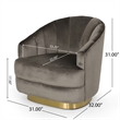 Benjara Accent Armchair- Channel Tufted Gray Velvet- Gold Metal Base