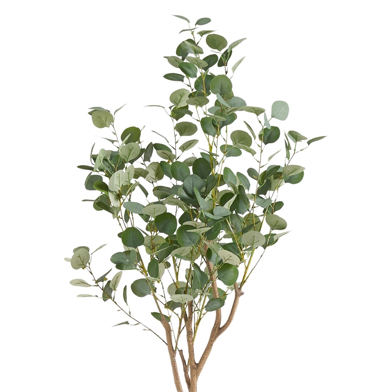 Benjara Zylo Faux Tree Eucolites Plant- 59 Inch- Green Polyester