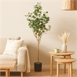 Benjara Zylo Faux Tree Eucolites Plant- 59 Inch- Green Polyester