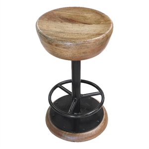 Benjara 24&quot Rustic Charm Swivel Counter Bar Stool - Brown Mango/Black