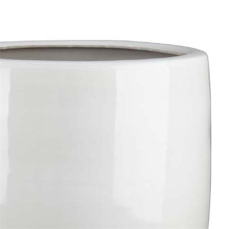 Benjara Womy Tall Decorative Planters Set of 2- Gloss White Ceramic 18 30 Inch