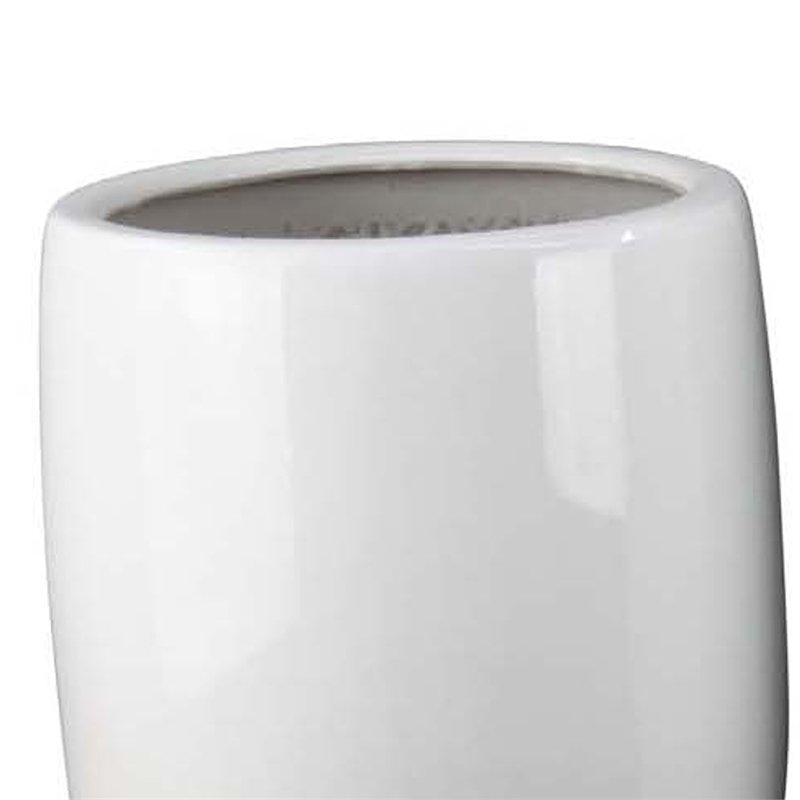 Benjara Womy Tall Decorative Planters Set of 2- Gloss White Ceramic 18 30 Inch
