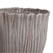 Benjara Decorative Planter Set of 2- Ribbed Texture Gray Ceramic Body