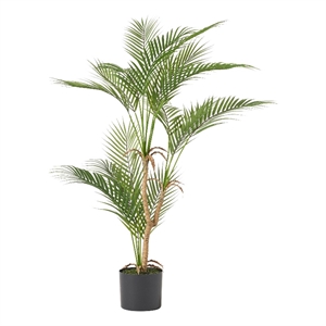 Benjara Zylo Decorative Faux Palm Tree- 40&quot Green and Brown Rattan