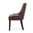 Benjara Chen Dining Chair Set of 2- Curved Brown Diamond Tufted Faux Leather