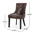 Benjara Chen Dining Chair Set of 2- Curved Brown Diamond Tufted Faux Leather