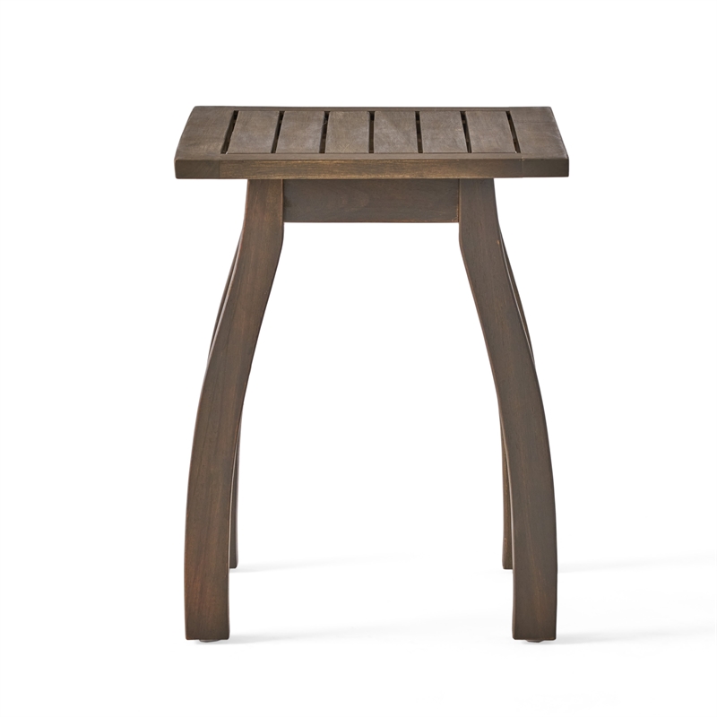 Benjara Bang Outdoor Accent Table- 19 Inch- Gray Acacia Wood Slatted Top