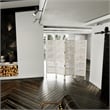 Benjara Taj 4 Panel Folding Room Divider Screen- Antique White Mango Wood