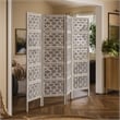 Benjara Taj 4 Panel Folding Room Divider Screen- Antique White Mango Wood