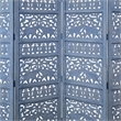 Benjara Jumbo 4 Panel Folding Room Divider Screen- Antique Blue Mango Wood