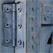 Benjara Jumbo 4 Panel Folding Room Divider Screen- Antique Blue Mango Wood