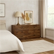Benjara Tao 6 Drawers Dresser- Mango Wood- Walnut Finish- 60