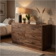 Benjara Tao 6 Drawers Dresser- Mango Wood- Walnut Finish- 60