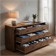 Benjara Tao 6 Drawers Dresser- Mango Wood- Walnut Finish- 60