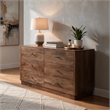 Benjara Tao 6 Drawers Dresser- Mango Wood- Walnut Finish- 60