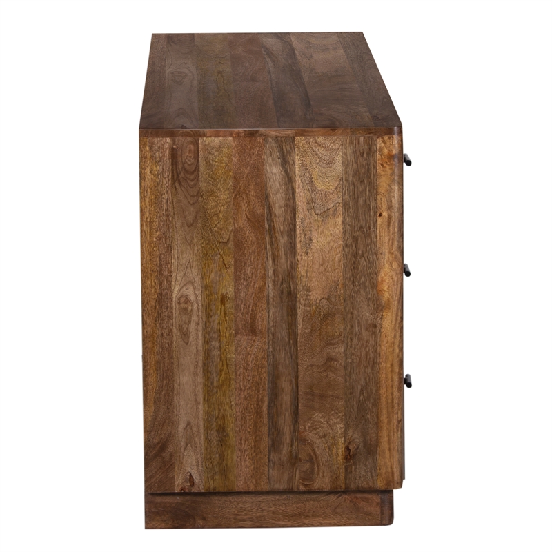 Benjara Tao 6 Drawers Dresser- Mango Wood- Walnut Finish- 60