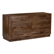 Benjara Tao 6 Drawers Dresser- Mango Wood- Walnut Finish- 60