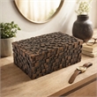 Benjara Lissa Decorative Storage Box- Brown Textured Resin Finish- 13 Inch