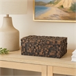 Benjara Lissa Decorative Storage Box- Brown Textured Resin Finish- 13 Inch