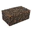 Benjara Lissa Decorative Storage Box- Brown Textured Resin Finish- 13 Inch