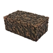 Benjara Lissa Decorative Storage Box- Brown Textured Resin Finish- 13 Inch