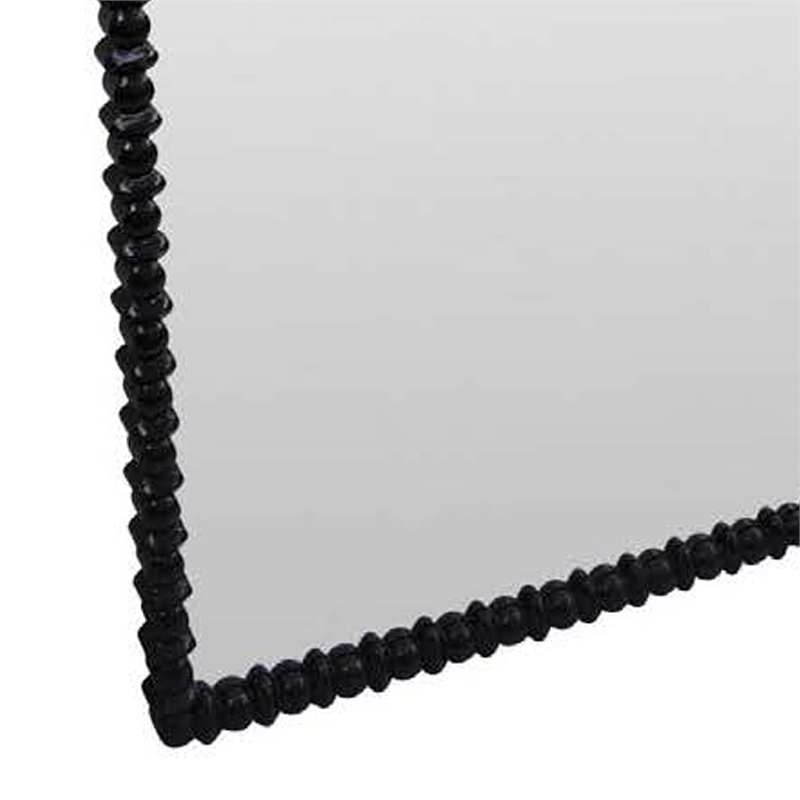 Benjara Perz Floor Mirror- 72 Inch- Rectangular Shaped Black Beaded Wood Frame