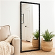 Benjara Perz Floor Mirror- 72 Inch- Rectangular Shaped Black Beaded Wood Frame