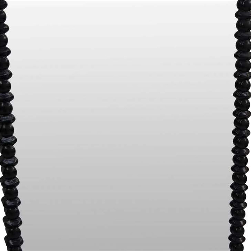 Benjara Perz Wall Mirror- 42 Inch- Square Frame- Black Beaded Wood Frame