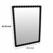 Benjara Perz Wall Mirror- 42 Inch- Square Frame- Black Beaded Wood Frame