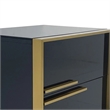 Benjara Boko Nightstand- 2 Drawers w Luxe Gold Metal Handles- 20 Inch- Black