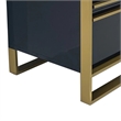 Benjara Boko Nightstand- 2 Drawers w Luxe Gold Metal Handles- 20 Inch- Black