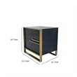 Benjara Boko Nightstand- 2 Drawers w Luxe Gold Metal Handles- 20 Inch- Black