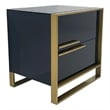 Benjara Boko Nightstand- 2 Drawers w Luxe Gold Metal Handles- 20 Inch- Black