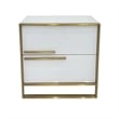 Benjara Boko Nightstand- 2 Drawers w Modern Gold Metal Handles- 20