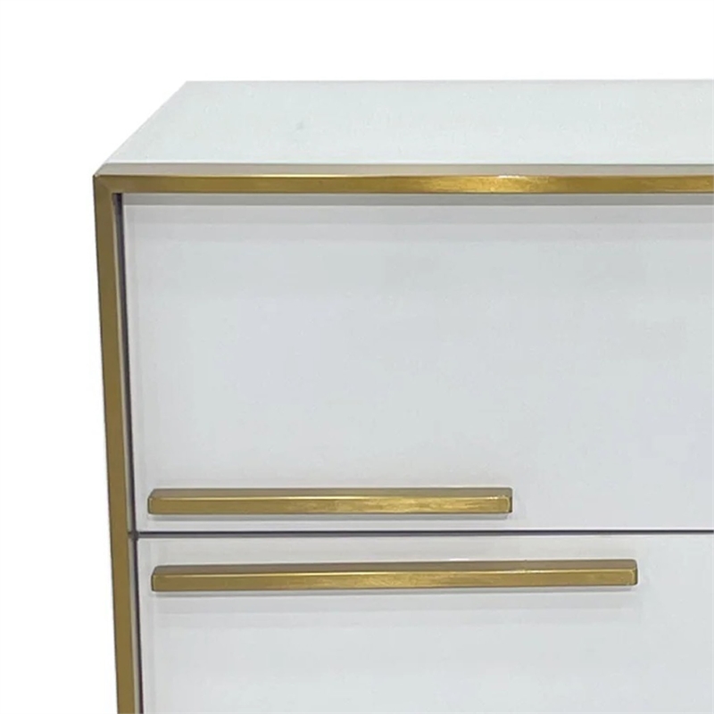 Benjara Boko Nightstand- 2 Drawers w Modern Gold Metal Handles- 20