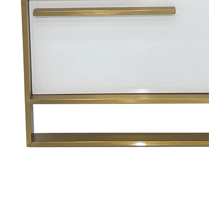 Benjara Boko Nightstand- 2 Drawers w Modern Gold Metal Handles- 20