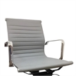 Benjara Rolling Office Chair- Gray Faux Leather- Swivel Reclining Design