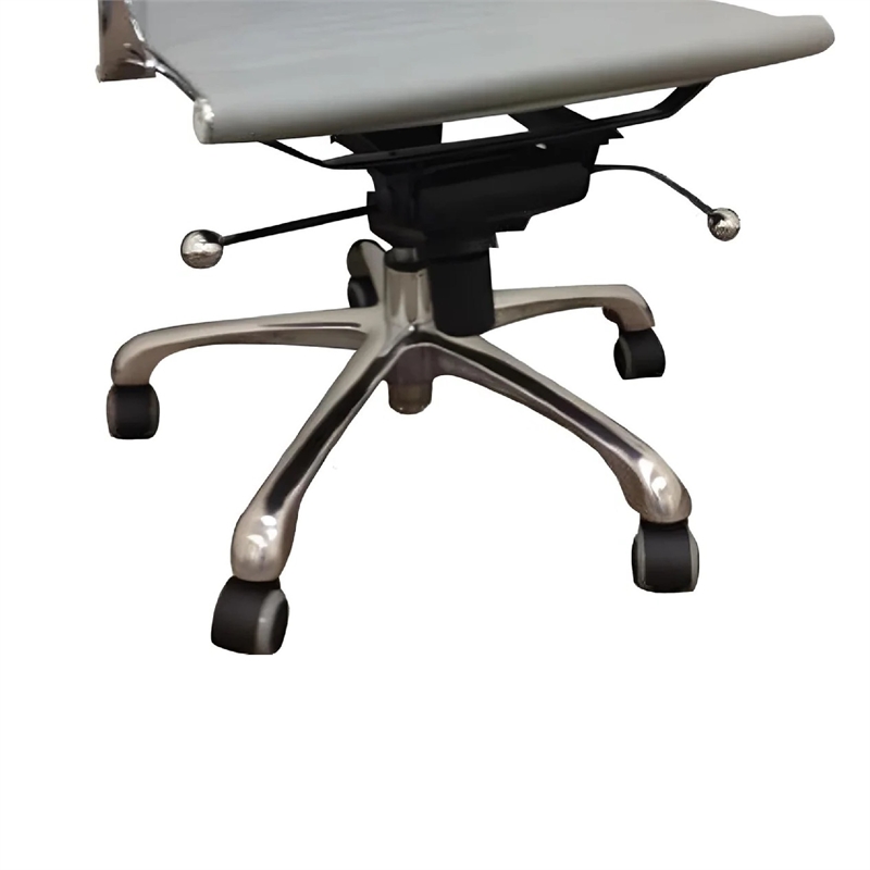 Benjara Rolling Office Chair- Gray Faux Leather- Swivel Reclining Design